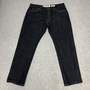 AKOO Brand Jeans Mens 40 Dark Wash Straight Leg Denim Cross Embroidery Pockets